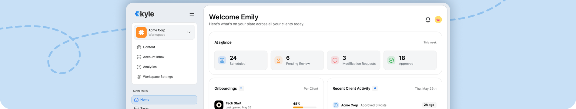 Kyte agency dashboard